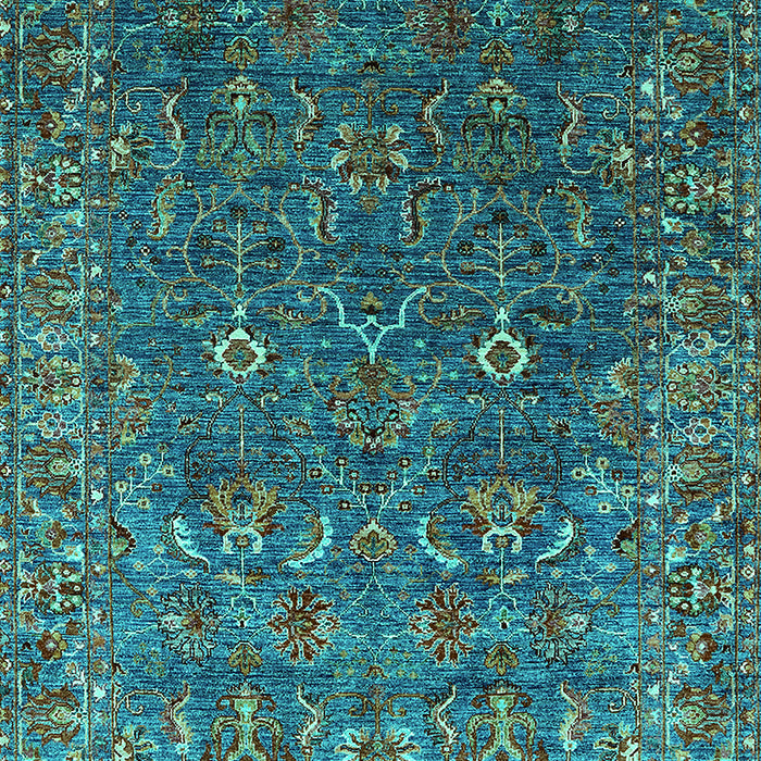 Machine Washable Oriental Turquoise Traditional Area Rugs, wshurb2420turq