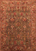 Machine Washable Oriental Orange Traditional Area Rugs, wshurb2420org