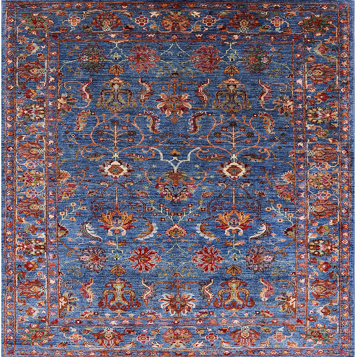 Square Mid-Century Modern Maroon Purple Oriental Rug, urb2420