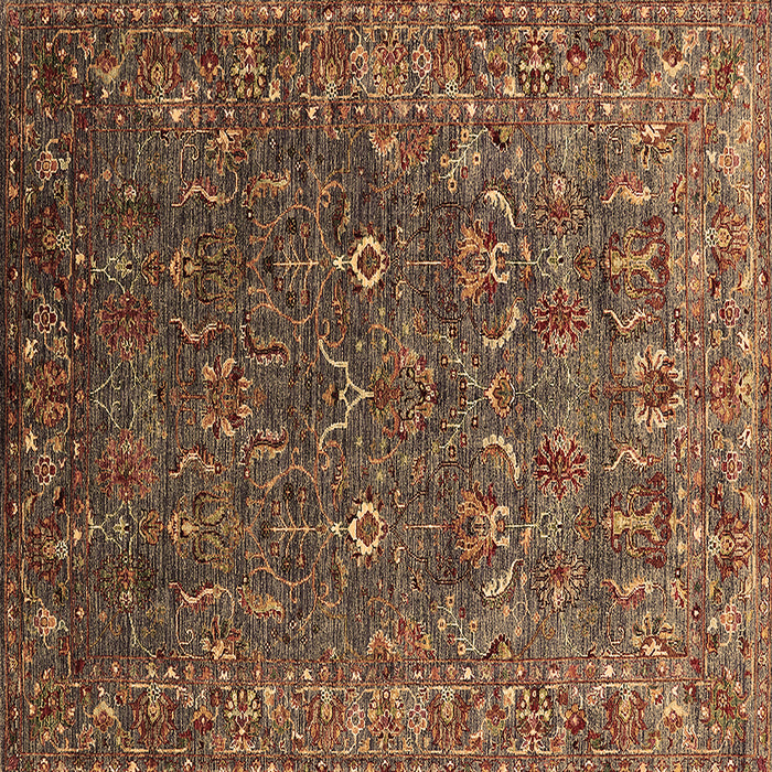 Square Machine Washable Oriental Brown Traditional Rug, wshurb2420brn