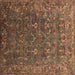 Square Machine Washable Oriental Brown Traditional Rug, wshurb2420brn