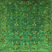 Square Machine Washable Oriental Green Traditional Area Rugs, wshurb2420grn