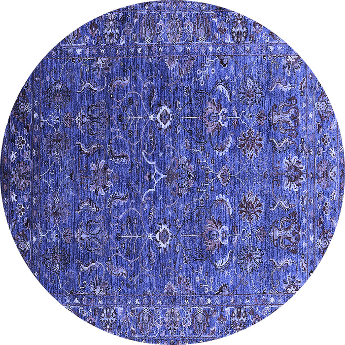 Round Oriental Blue Traditional Rug, urb2420blu