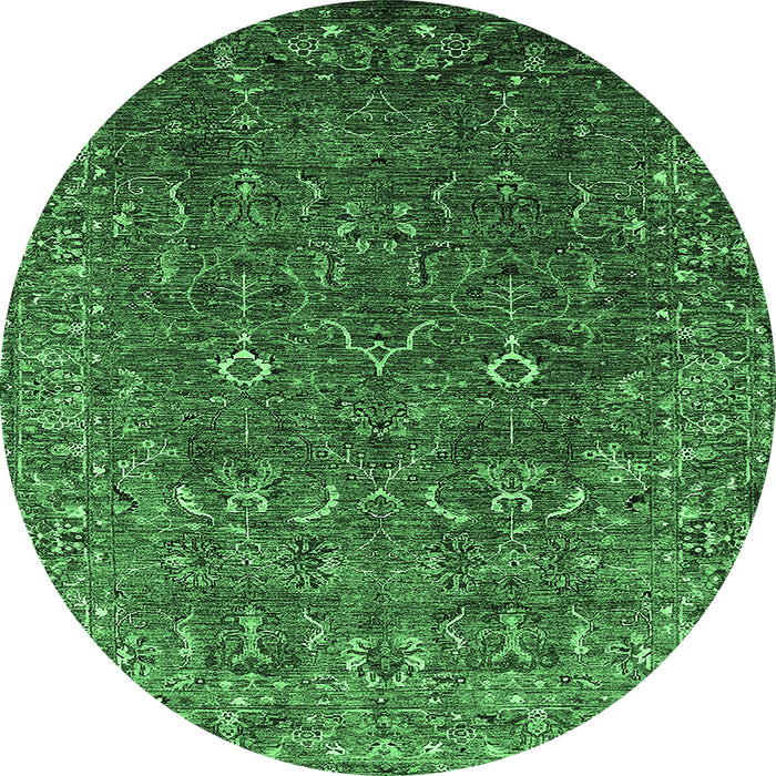 Round Oriental Emerald Green Traditional Rug, urb2420emgrn