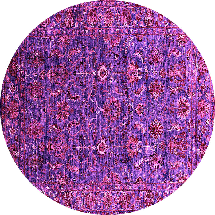 Round Machine Washable Oriental Pink Traditional Rug, wshurb2420pnk