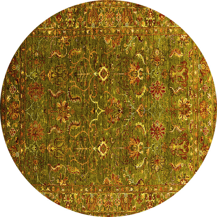 Round Oriental Yellow Traditional Rug, urb2420yw
