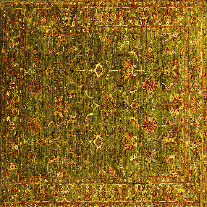 Square Machine Washable Oriental Yellow Traditional Rug, wshurb2420yw