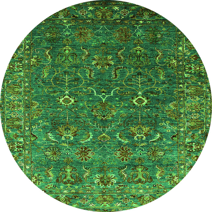 Round Oriental Green Traditional Rug, urb2420grn