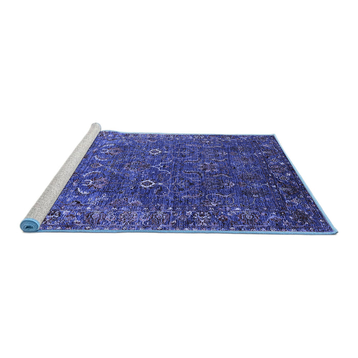 Sideview of Machine Washable Oriental Blue Traditional Rug, wshurb2420blu