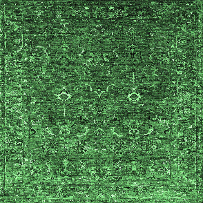 Square Oriental Emerald Green Traditional Rug, urb2420emgrn