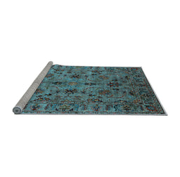Sideview of Machine Washable Oriental Light Blue Industrial Rug, wshurb2421lblu