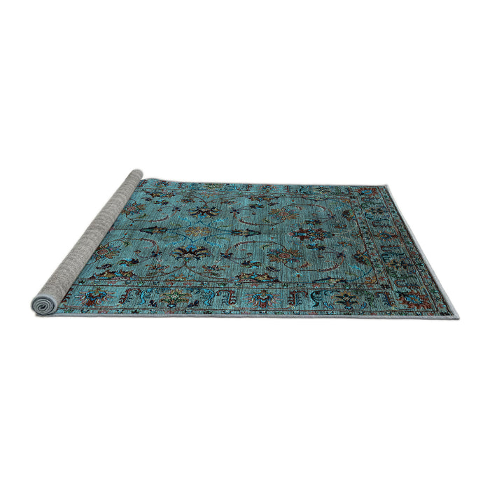 Sideview of Machine Washable Oriental Light Blue Industrial Rug, wshurb2421lblu