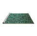 Sideview of Machine Washable Oriental Turquoise Industrial Area Rugs, wshurb2421turq