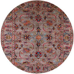 Round Mid-Century Modern Pink Oriental Rug, urb2421