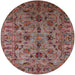 Round Mid-Century Modern Pink Oriental Rug, urb2421