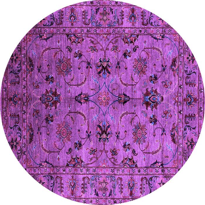 Round Machine Washable Oriental Purple Industrial Area Rugs, wshurb2421pur