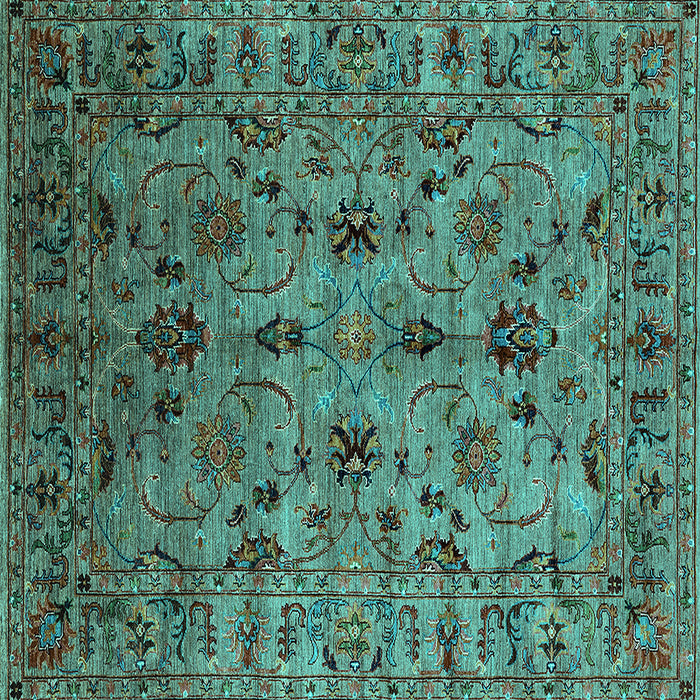 Square Oriental Turquoise Industrial Rug, urb2421turq