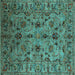 Square Oriental Turquoise Industrial Rug, urb2421turq