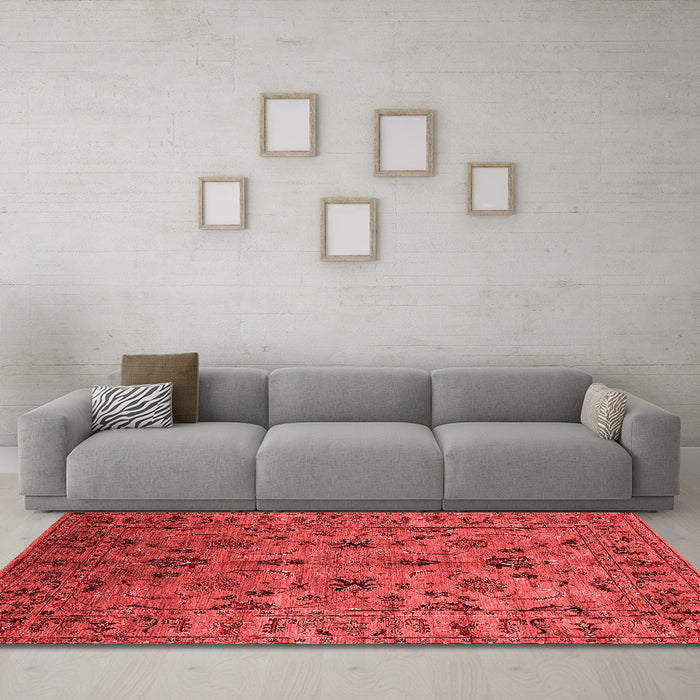 Industrial Red Washable Rugs