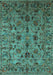 Machine Washable Oriental Turquoise Industrial Area Rugs, wshurb2421turq