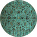 Round Oriental Turquoise Industrial Rug, urb2421turq