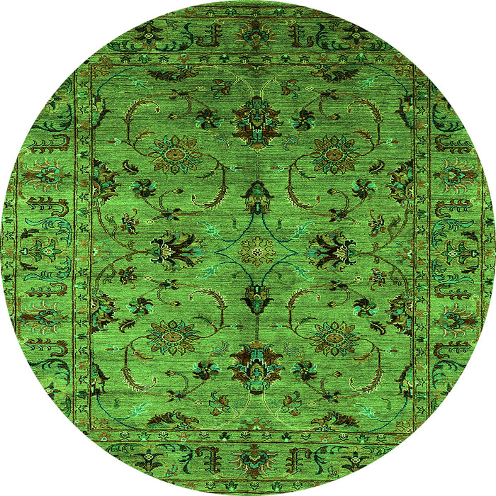 Round Oriental Green Industrial Rug, urb2421grn