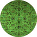 Round Oriental Green Industrial Rug, urb2421grn