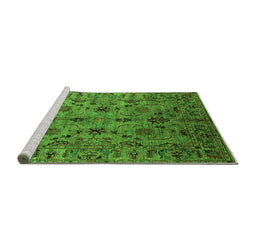 Sideview of Machine Washable Oriental Green Industrial Area Rugs, wshurb2421grn