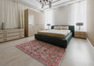 Mid-Century Modern Pink Oriental Rug in a Bedroom, urb2421