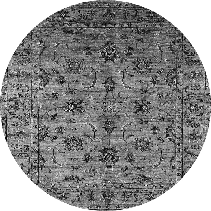 Round Machine Washable Oriental Gray Industrial Rug, wshurb2421gry