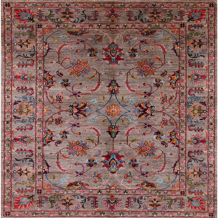 Square Mid-Century Modern Pink Oriental Rug, urb2421