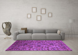 Machine Washable Oriental Purple Industrial Area Rugs in a Living Room, wshurb2421pur