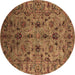 Round Oriental Brown Industrial Rug, urb2421brn