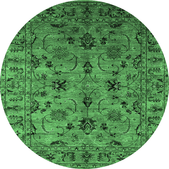 Round Oriental Emerald Green Industrial Rug, urb2421emgrn
