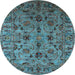 Round Oriental Light Blue Industrial Rug, urb2421lblu