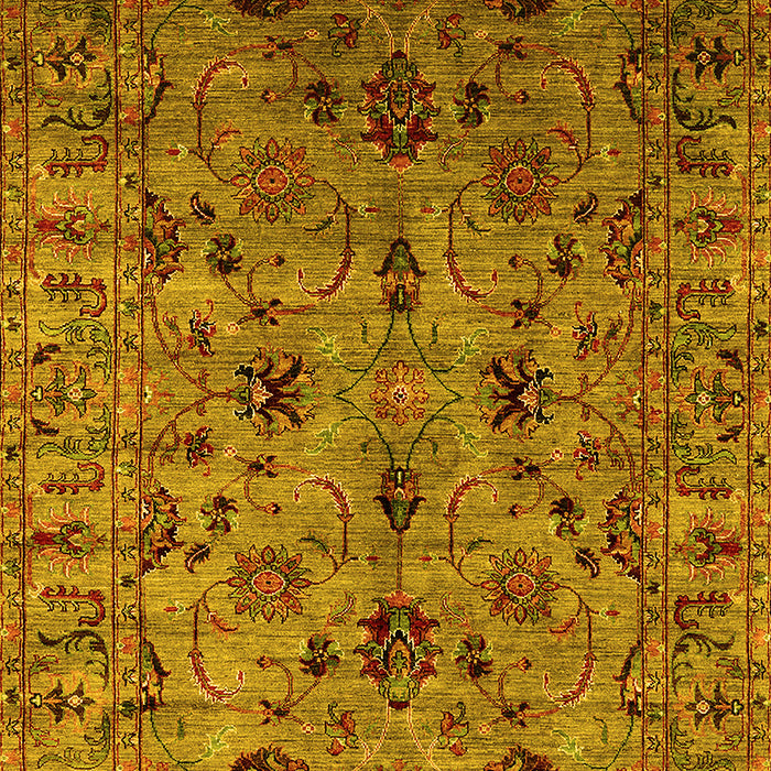 Machine Washable Oriental Yellow Industrial Rug, wshurb2421yw