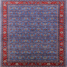 Square Machine Washable Industrial Modern Light Purple Blue Rug, wshurb2422