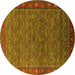 Round Oriental Yellow Traditional Rug, urb2422yw