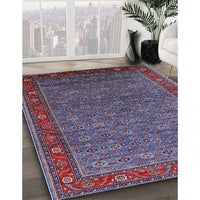 Mid-Century Modern Light Purple Blue Oriental Rug, urb2422