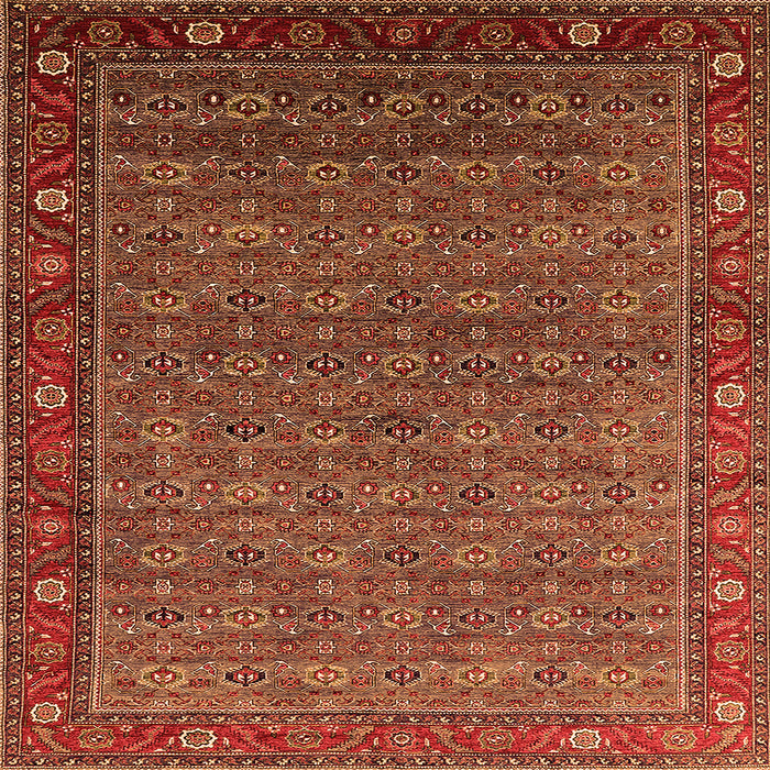 Square Machine Washable Oriental Orange Traditional Area Rugs, wshurb2422org
