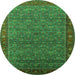 Round Oriental Green Traditional Rug, urb2422grn