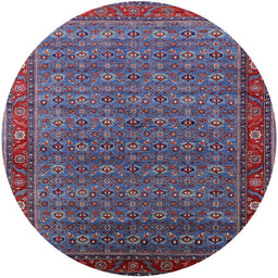 Round Mid-Century Modern Light Purple Blue Oriental Rug, urb2422
