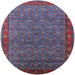 Round Mid-Century Modern Light Purple Blue Oriental Rug, urb2422