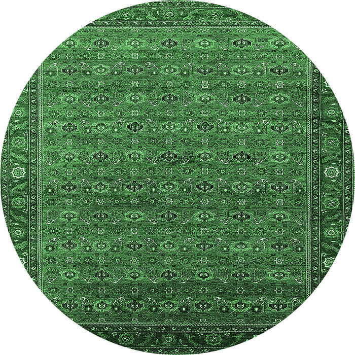 Round Oriental Emerald Green Traditional Rug, urb2422emgrn