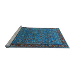 Sideview of Machine Washable Oriental Light Blue Traditional Rug, wshurb2422lblu