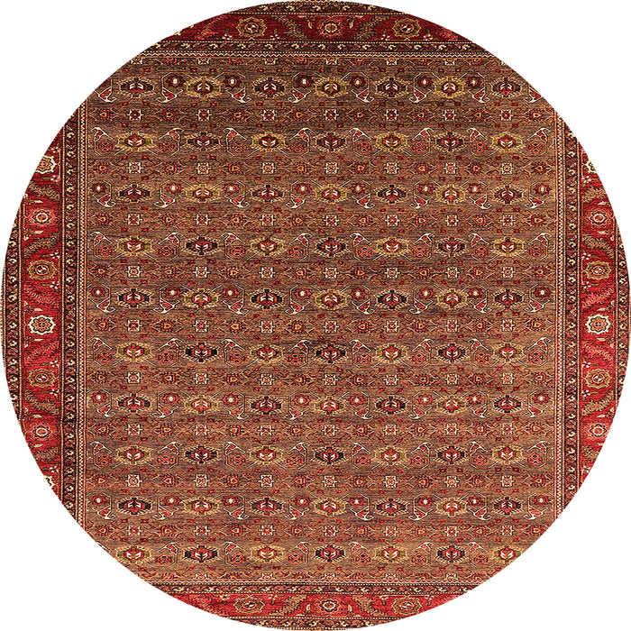 Round Oriental Orange Traditional Rug, urb2422org