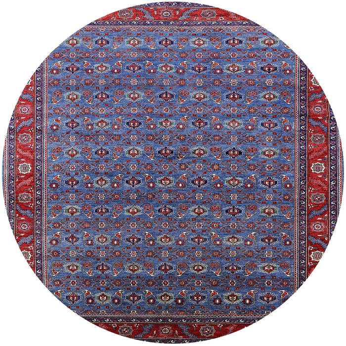 Round Machine Washable Industrial Modern Light Purple Blue Rug, wshurb2422