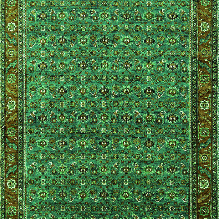 Machine Washable Oriental Green Traditional Area Rugs, wshurb2422grn