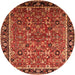 Round Machine Washable Oriental Orange Industrial Area Rugs, wshurb2423org