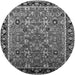 Round Machine Washable Oriental Gray Industrial Rug, wshurb2423gry